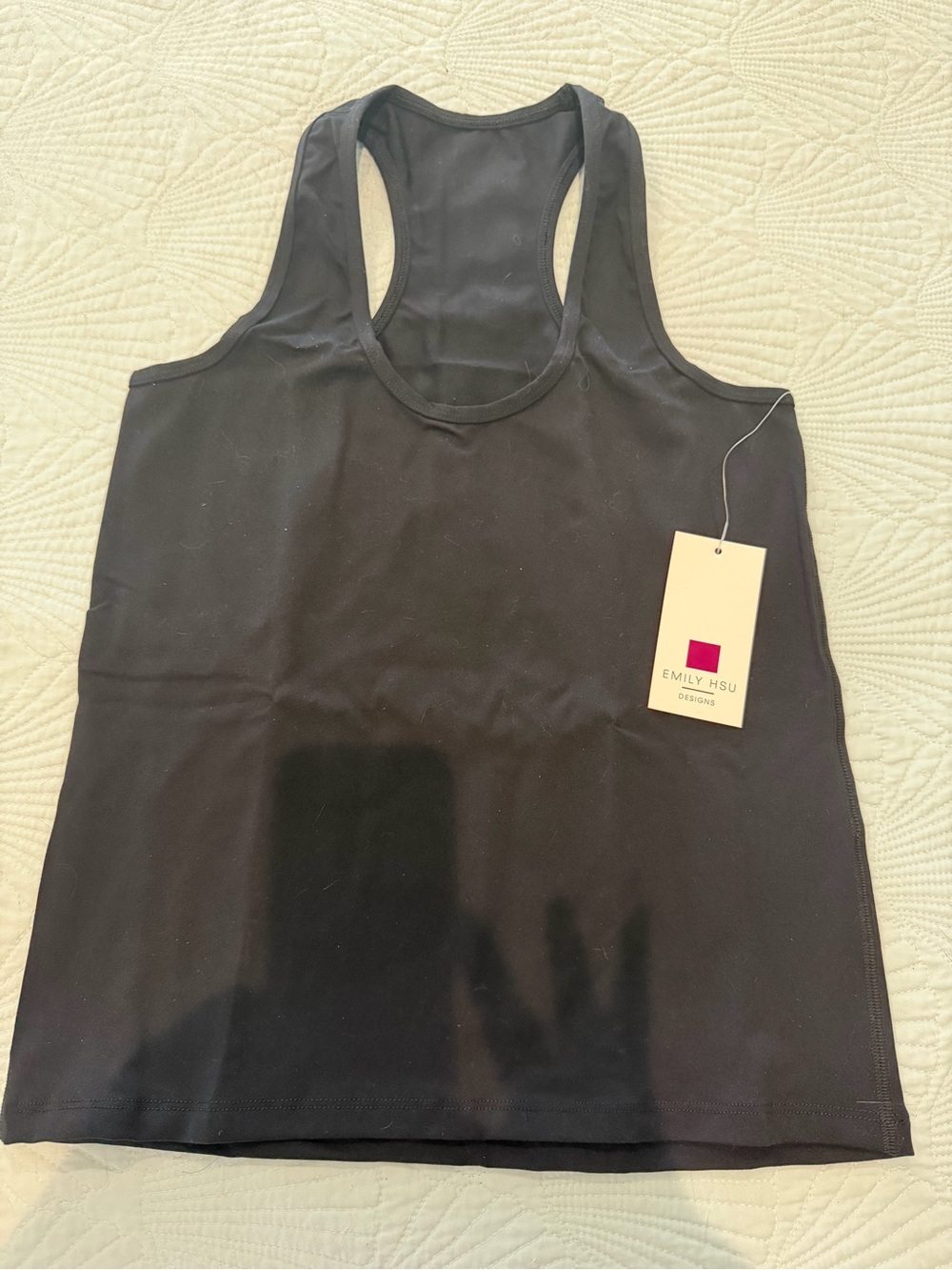 Emily Hsu Designs Black Racerback Tank L NWT